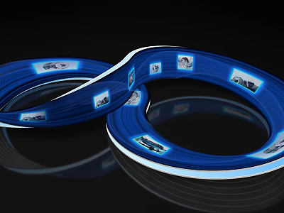 Industrial Equipment Blue Flexible Illuminated Strip With Ring Shape And Icon Markers 3d model