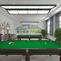 Indoor Sports Fitness Space With Green Felt Billiard Tables And Natural Light