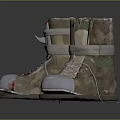 Camouflage Daily Wear Boots With Silver Toe Caps White Laces And Red Accents