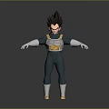 3D Anime Character Model Of Saiyan Warrior With Spiky Black Hair And Green Battle Suit