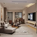 Modern Living and Dining Room Interior Design With Sofa Coffee Table TV and Dining Table