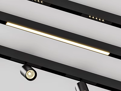 Modern Black Slim LED Strip Ceiling Light With Warm Glow Track Design 3d model