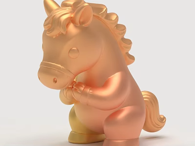Cute Unicorn Ornament Decoration Set With Golden And Rose Gold Shiny Finish 3d model