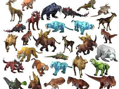 Diverse Low Poly Reptile Models Collection With Various Species And Colors 3d model