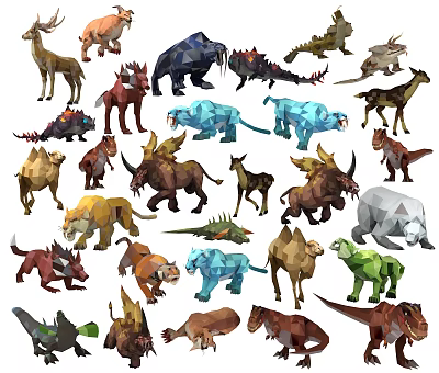 Diverse Low Poly Reptile Models Collection With Various Species And Colors 3d model