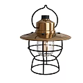 Vintage Brass Floor Lamp With Black Metal Frame And Glass Shade