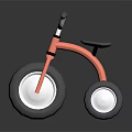 Orange Children's Tricycle With White Wheels Black Handlebars And Seat