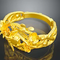 Elegant Gold Bracelet With Intricate Floral Carvings And Decorative Patterns