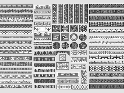 Decorative Line Patterns Collection With Various Ornamental Borders And Design Elements 3d model