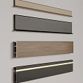 Modern Decorative Lines With Wooden Metallic Finishes And LED Strip For Interior Wall Design