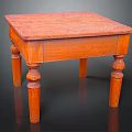 Vintage Wooden Small Table With Carved Legs And Square Solid Wood Top