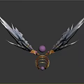 Scene Component Design With Gold And White Wings Golden Decoration And Pink Spheres