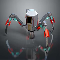 Mechanical Spider Robot With Multiple Metal Legs And Red Claws On Shiny Reflective Surface 3d model