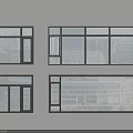 Various Styles of Floor to Ceiling Windows with Black Frames and Clear Glass Panels