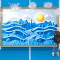 Blue Background Photo Spot With Clouds Frame Mountains Sun Path And Building