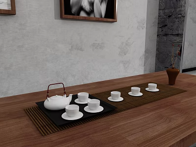 Modern Tea Set Tea Table Dining Table Tea Room 3d model