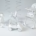 Colorful Electric Toys Collection Including Rocking Horse Wooden Rocker And Red Toy Car