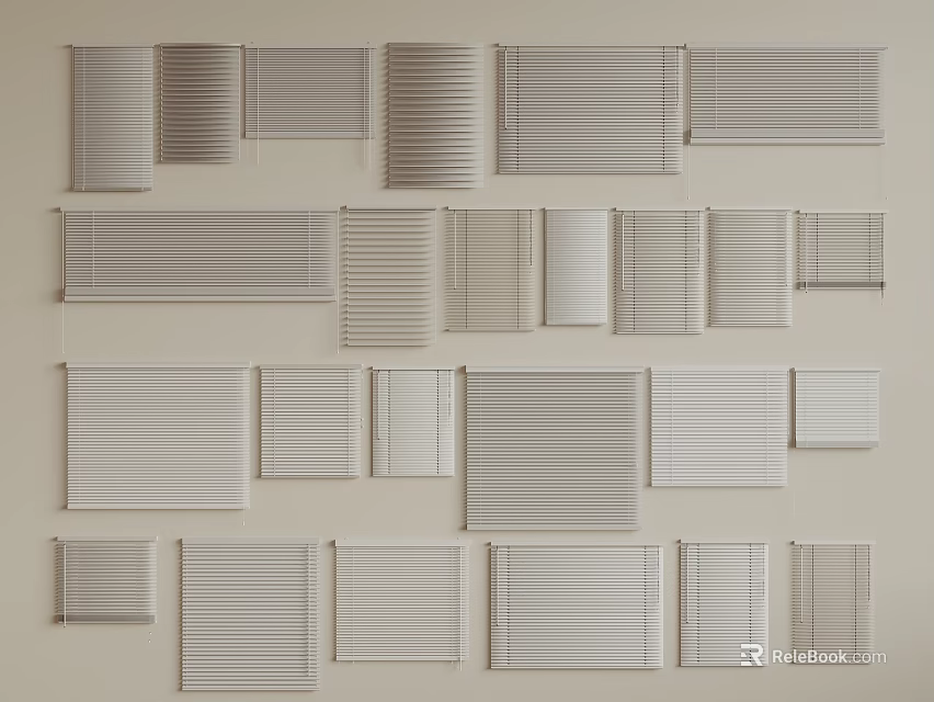 Various Modern Window Blinds Styles with Stylish Designs for Home Interior 3d model