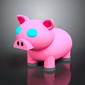 Pink Piggy Bank Toy With Blue Eyes And Shiny Surface Design