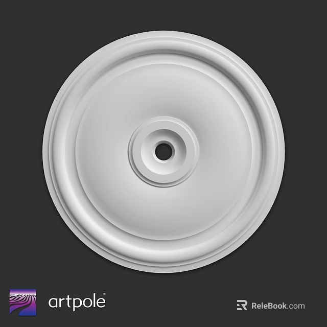 White Round Decorative Ceiling Component With Layered Design And Central Hole 3d model 