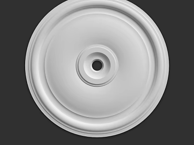 White Round Decorative Ceiling Component With Layered Design And Central Hole 3d model