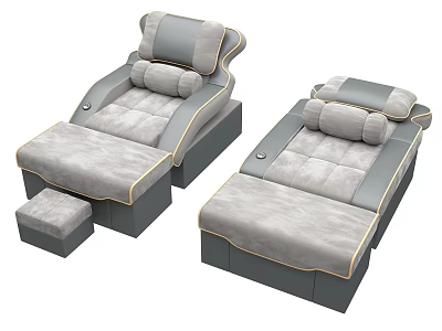 Modern Comfortable Massage Chair With Upholstered Gray Cushions And Adjustable Footrest 3d model