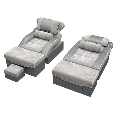 Modern Comfortable Massage Chair With Upholstered Gray Cushions And Adjustable Footrest 3d model