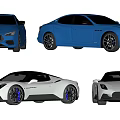 Maserati Luxury Cars Front Side Rear Views Blue Sedan Silver Sports Models