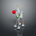 Cute Festive Reindeer With Red Nose Brown Antlers And Colorful Garland Around Neck