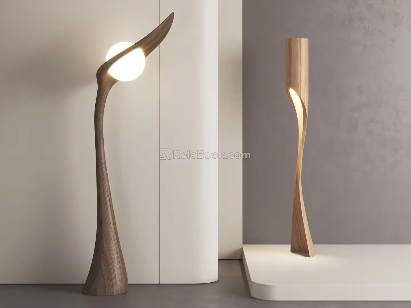 Solid Wood Floor Lamp Retro Style Floor Lamp Log Floor Lamp 3d model