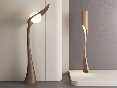Solid Wood Floor Lamp Retro Style Floor Lamp Log Floor Lamp 3d model