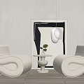 Modern Leisure Sofa Combination Single Sofa Chandelier Side and Corner Hanging Picture 3d model