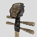 Traditional Chinese Pipa As Home Living Accessory With Wooden Body And Blue White Pattern Band