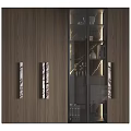 Modern Wooden Display Cabinet With Glass Doors And Decorative Marble Accents