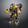 Mechanical Robot Character With Yellow Black Armor And Detailed Mechanical Structure 3d model