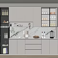 Modern Wine Cabinet Design With Glass Doors Built in Lighting And Marble Countertop