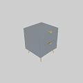 Light Gray Bedside Table with Chevron Pattern Gold Handles and Gold Legs