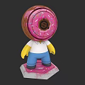 Game and Movie Character With Donut Head Pink Sprinkles White Shirt Blue Pants Yellow Hands