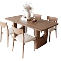 Middle style dining table and chair combination 3d model