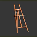 Stable Orange Wooden Easel Standing On Black Background For Art Painting Supplies