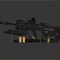 Detailed Modern Tactical Rifle With Scope Magazines Bullets And Ammunition Accessories