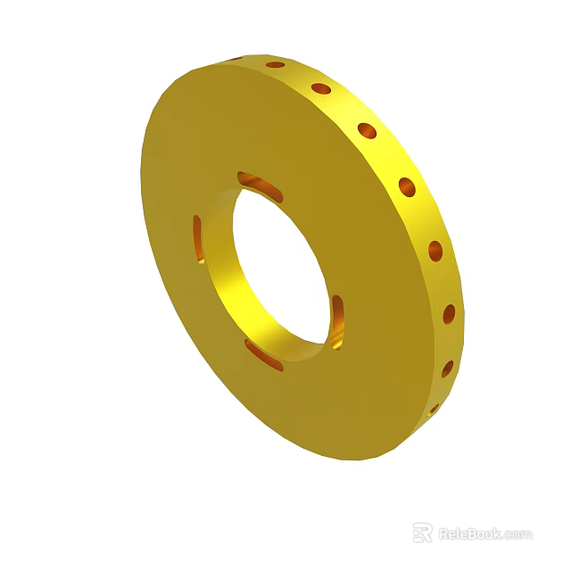 Golden Metal Circular Component With Multiple Holes And Central Aperture 3d model 