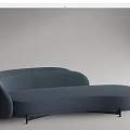 Modern Upholstered Sectional Sofa Curved Design Rounded Shape Beige Navy Blue Metal Legs
