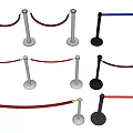 Different Stanchion Designs with Red Blue Ropes and Black Silver Bases