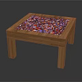 Square Coffee Table With Wooden Frame And Colorful Mosaic Top Design