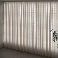 Sheer White Curtains In Minimalist Interior With Natural Light And Green Plant