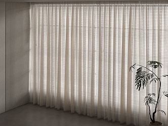 Modern fabric plain color gauze curtain 3d model