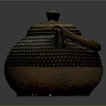 Traditional Metal Teapot with Raised Dot Decoration Brown Black Finish and Green Lid Handles
