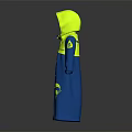 Hooded Blue And Yellow Raincoat With Button Front And Cartoon Character Print