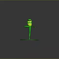 Green Frog Standing On One Leg On Green Lily Pad In Blue Water With Ripples